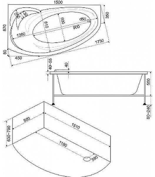 Акриловая ванна Bas Фэнтази 150x88 L В 00040 без гидромассажа