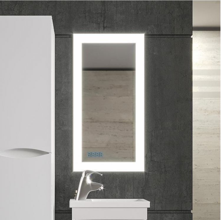 Зеркало Бриклаер Вега 40 4627125414190 с подсветкой с бесконтактным выключателем и часами