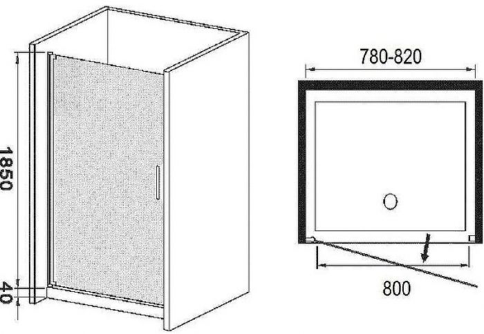Душевая дверь River Bosfor 80 МТ 10000001113 профиль Хром стекло матовое