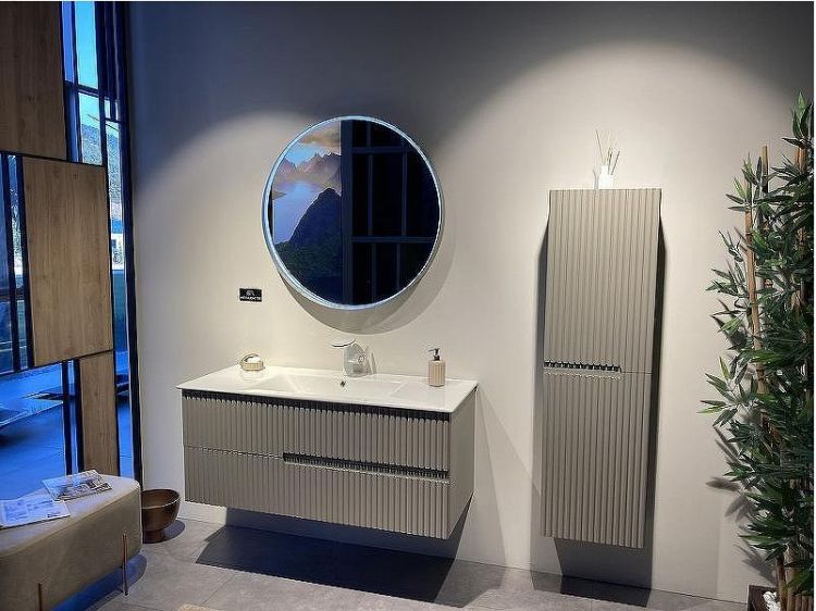 Зеркало Orka Moonlight 90x90 3001349 с подсветкой Бежевое матовое