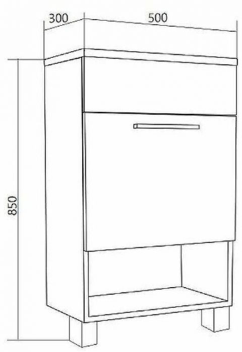 Тумба с раковиной 1MarKa July 50Н У85932 Белый глянец