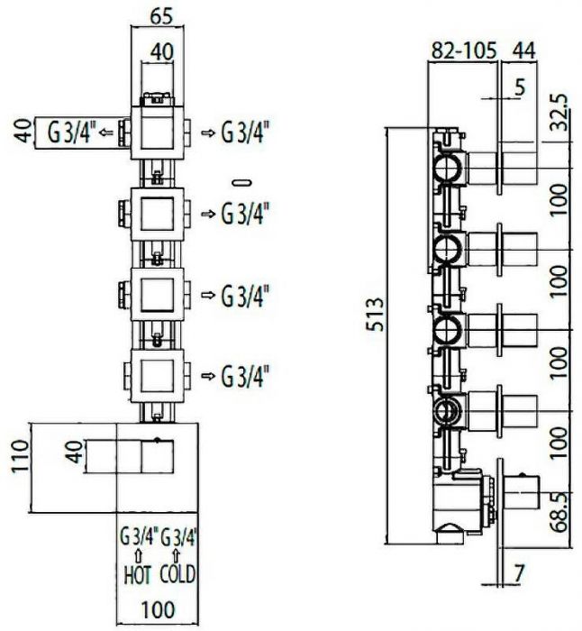 Скрытая часть для смесителя Bossini Z030275000 G 3/4