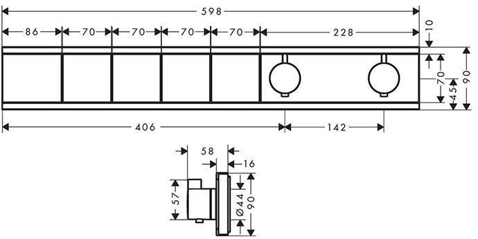 Hansgrohe RainSelect Смеситель для душа, встраиваемый, термостатический, 4 источника, цвет: шлифованный черный хром