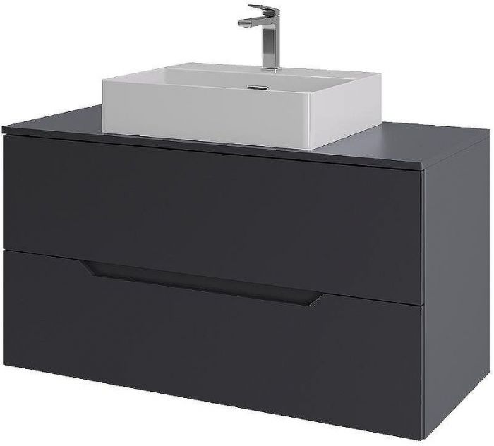 Тумба с раковиной Orange Line 100 Li-100TugMDF+B04-500W подвесная Графит матовый