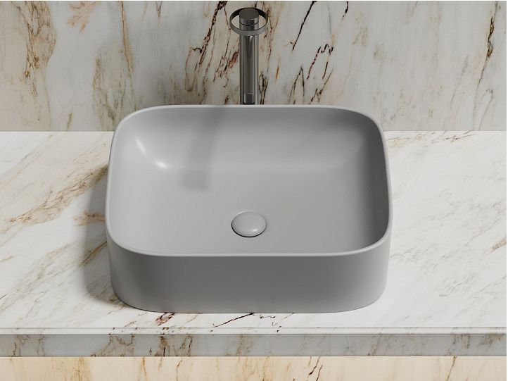Умывальник CERAMICANOVA Element чаша накладная прямоугольная (цвет Серый Матовый) CN6052MSG