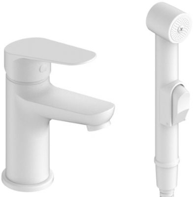 Смеситель для раковины ESKO Kazan White KZ27HW с гигиеническим душем цвет Белый матовый