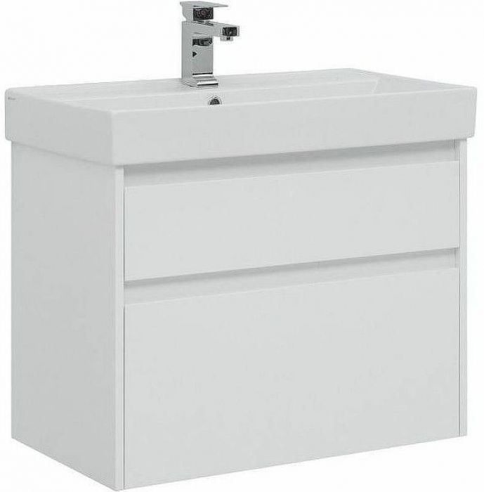 Тумба с раковиной Aquanet Nova Lite 75 245244 подвесная Белая глянцевая