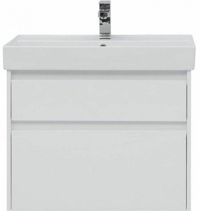 Тумба с раковиной Aquanet Nova Lite 75 245244 подвесная Белая глянцевая