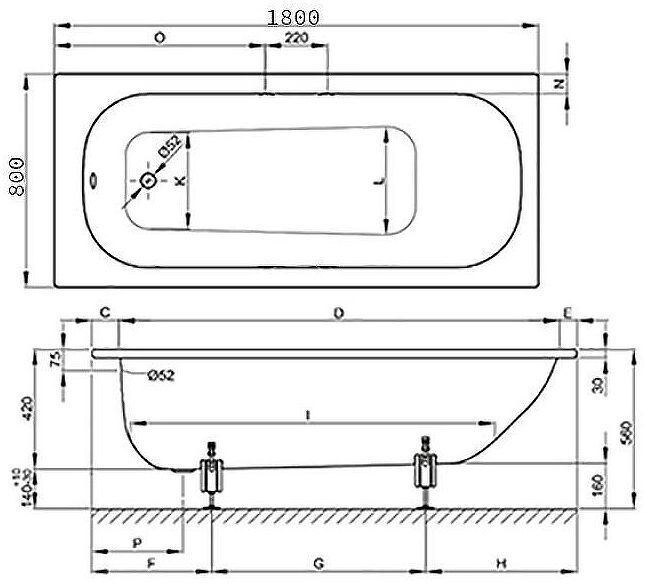 Стальная ванна Bette Form 180x80 2950-000 AD, PLUS, AR с шумоизоляцией, антискользящим и антигрязевым покрытием