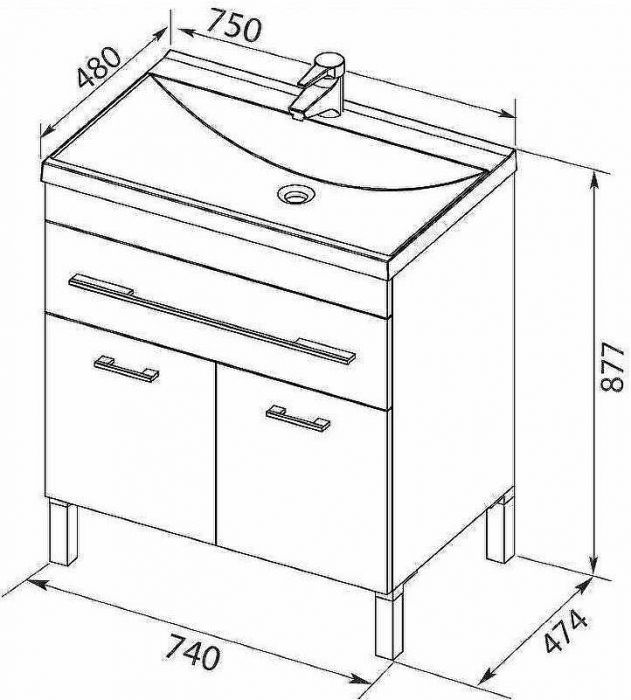 Тумба с раковиной Aquanet Верона 75 287670 Белая