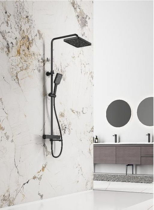 Душевая система Splenka S224.26.06 с термостатом Черная матовая