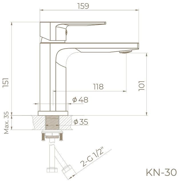 Смеситель для раковины Knotlor Ergofit KN-30 цвет Хром