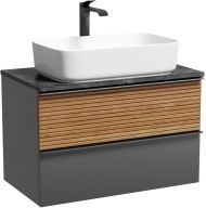 Тумба подвесная SANCOS Delta, Дуб красный/графит 790х445х500, под столешницу с отверстием под смеситель, цвет Black Sky, DL80GR