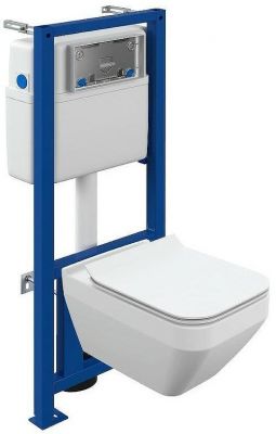 Комплект унитаза с инсталляцией Cersanit Crea Square CO DPL EO slim 63997 с сиденьем Микролифт