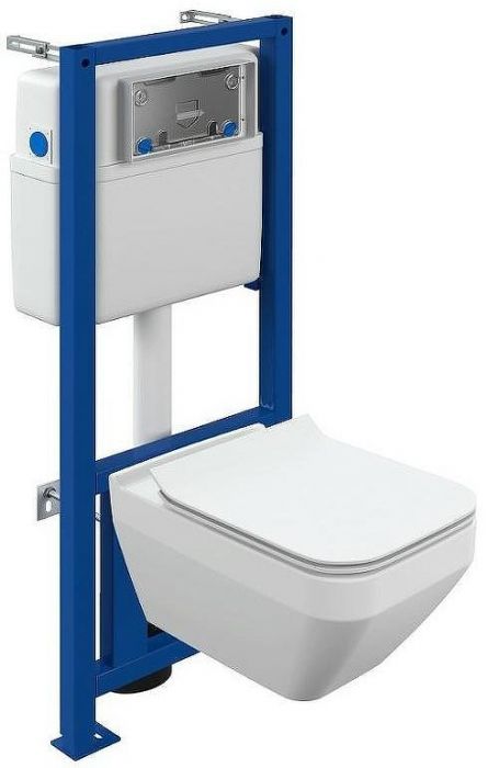 Комплект унитаза с инсталляцией Cersanit Crea Square CO DPL EO slim 63997 с сиденьем Микролифт