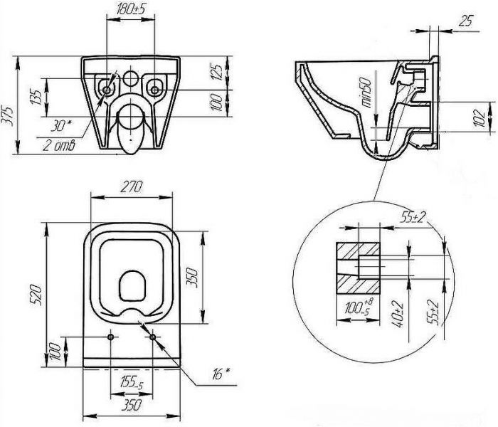 Комплект унитаза с инсталляцией Cersanit Crea Square CO DPL EO slim 63997 с сиденьем Микролифт