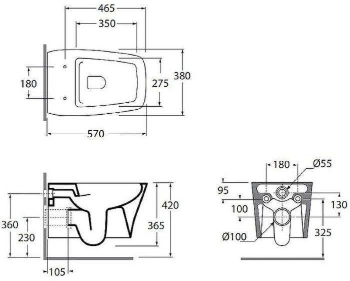Унитаз Azzurra Hera HEVKSPE00000BI подвесной без сиденья