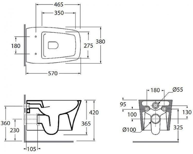 Унитаз Azzurra Hera HEVKSPE00000BI подвесной без сиденья