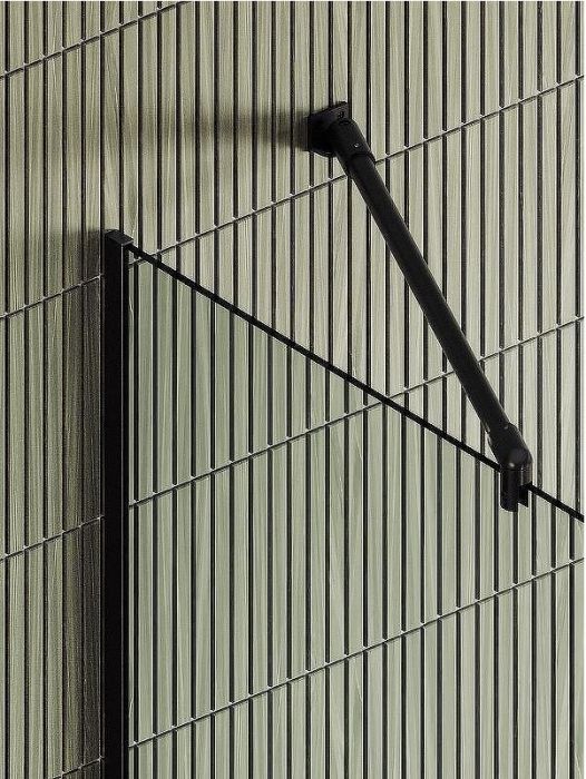 Душевая перегородка Maybah Glass MGD-732-6у 890x1950 в узком профиле Черный стекло прозрачное