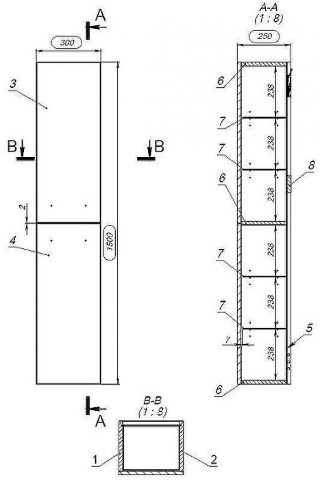 Шкаф пенал Cersanit Lara 30 63417 подвесной Орех