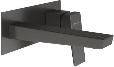 Смеситель для раковины настенного монтажа со скрытой частью AQUEDUTO CLARO,  оружейная сталь (CLA0445)