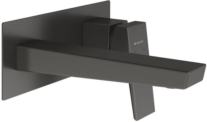 Смеситель для раковины настенного монтажа со скрытой частью AQUEDUTO CLARO,  оружейная сталь (CLA0445)