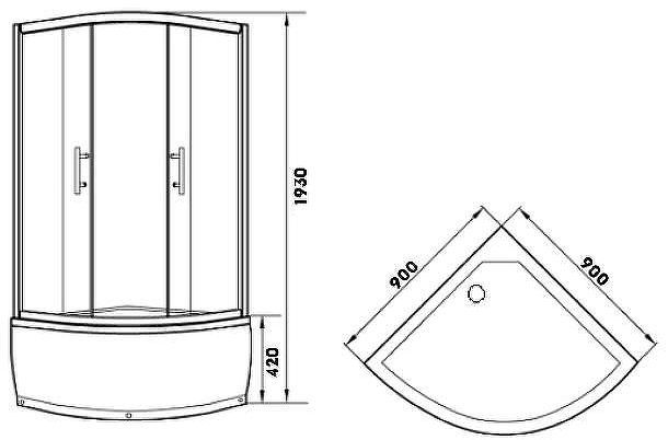 Душевой уголок Parly 90x90 Z9011 профиль Хром стекло прозрачное с рисунком