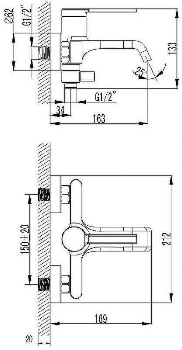 Смеситель для ванны AQUAme Asti AQM6412MB Черный матовый