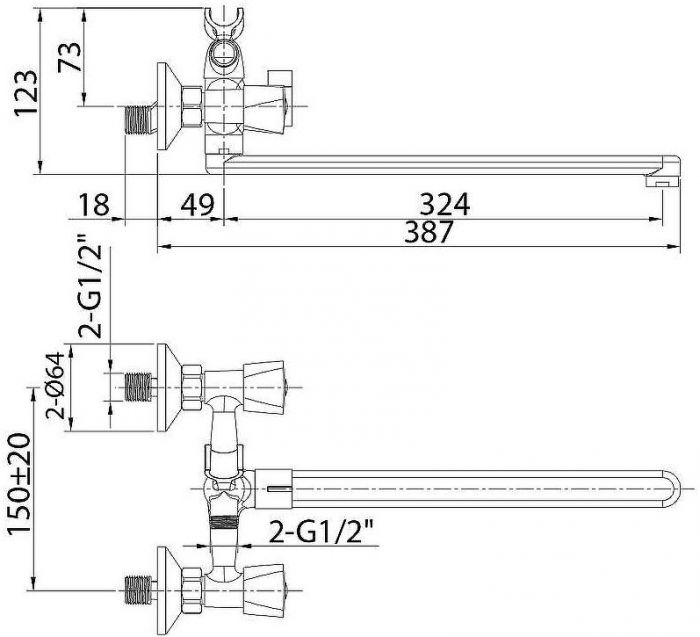 Смеситель для ванны Milardo Tring TRISBL2M10 универсальный Хром