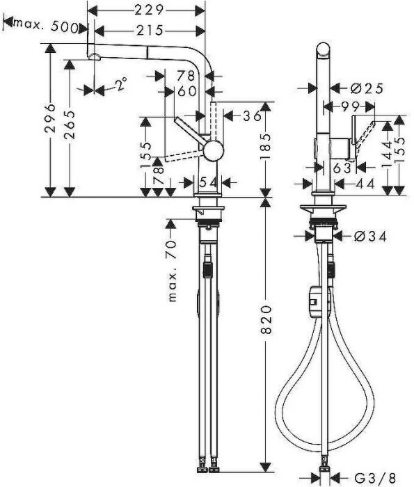 Смеситель для кухни Hansgrohe Talis M54 72808800 Сталь