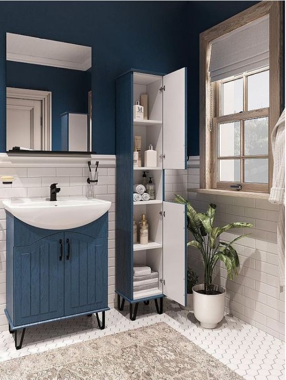 Шкаф пенал DIWO Сочи 30 00-00001268 цвет Синий