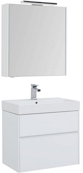 Комплект мебели для ванной Aquanet Бруклин 70 207804 подвесной Белый глянец