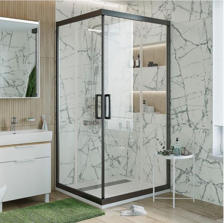 Душевой уголок STWORKI Дублин 100х100 3GW070TTKK000 профиль Черный матовый стекло прозрачное