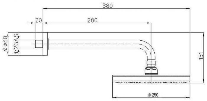 Верхний душ Bossini Elios H19412G.073 Черный матовый