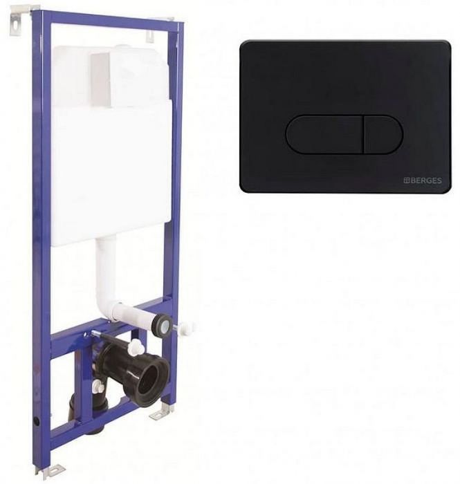 Комплект унитаза Avimano Tradition 1000090 с инсталляцией Berges Novum D5 040235 с сиденьем Микролифт и Черной матовой клавишей смыва