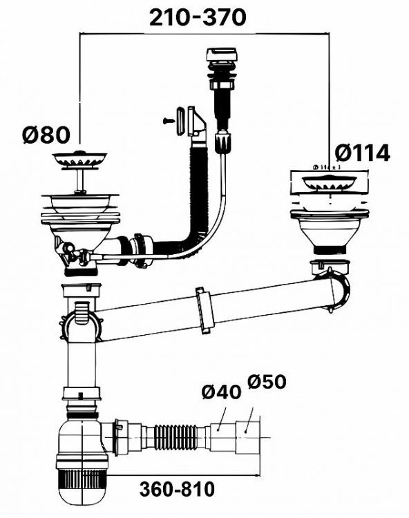 Сифон для кухонной мойки Bettoserb 125336 полуавтомат цвет Серый