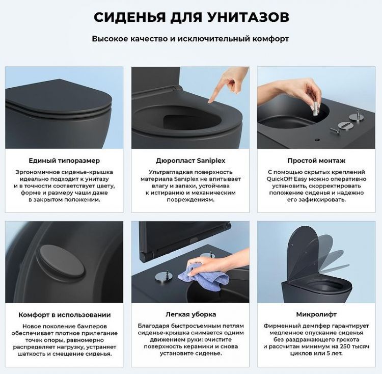 Унитаз Wellsee Chalice Perfection 182609001 подвесной цвет Черный матовый с сиденьем Микролифт