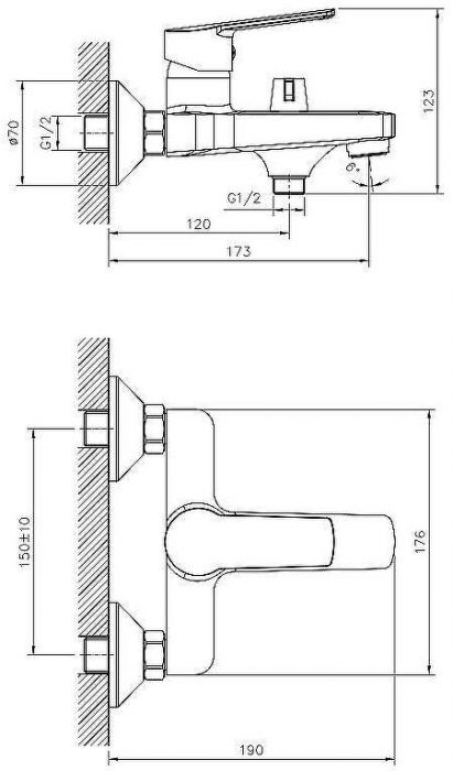 Смеситель для ванны Decoroom DR22036 Хром