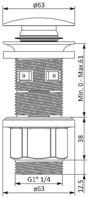 Донный клапан Damixa Option 210600000 click-clack Хром Донный клапан Damixa Option 210600000 click-clack Хром