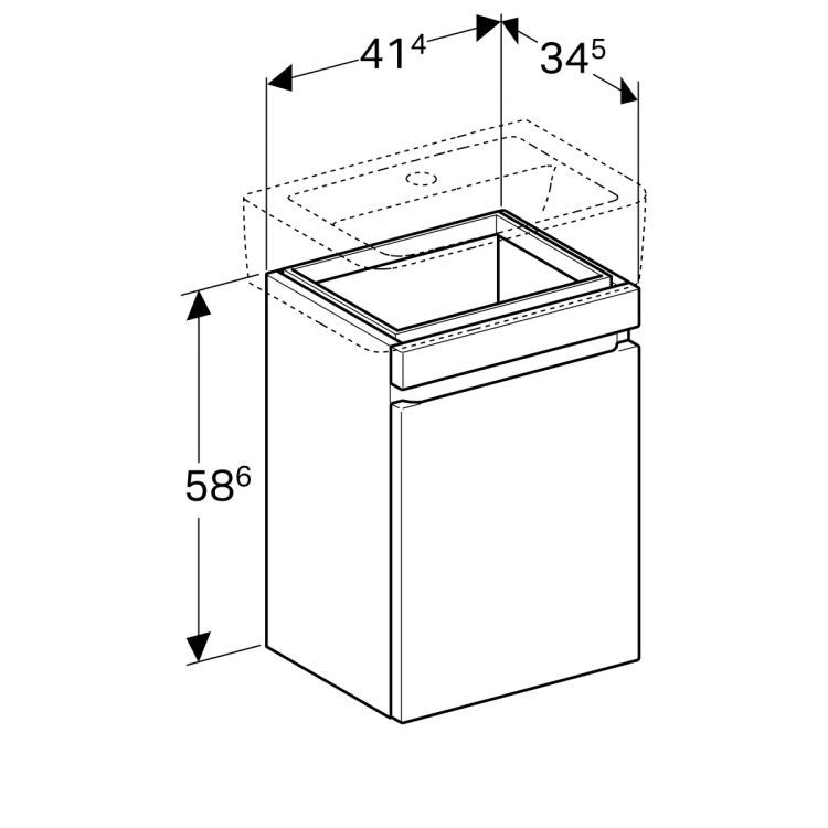 Тумба под раковину Geberit Renova Nr. 1 Plan с дверцей , 42x35, белый глянец [869050000]