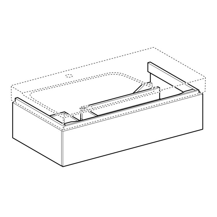 Тумба под раковину Geberit Xeno? 880х220х462 мм, 1 маленький ящик, сифон слева, матовый серый [500.513.00.1]