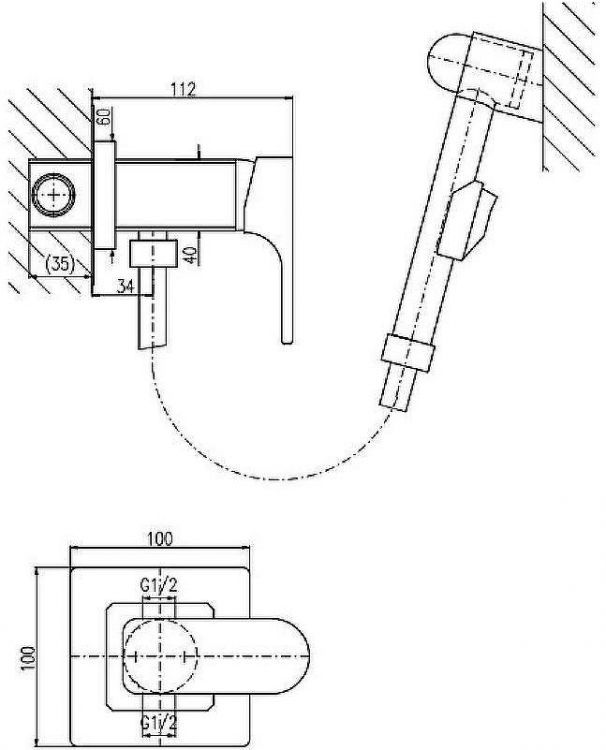 Гигиенический душ со смесителем Rav Slezak Yukon YU147/1CMAT Черный матовый
