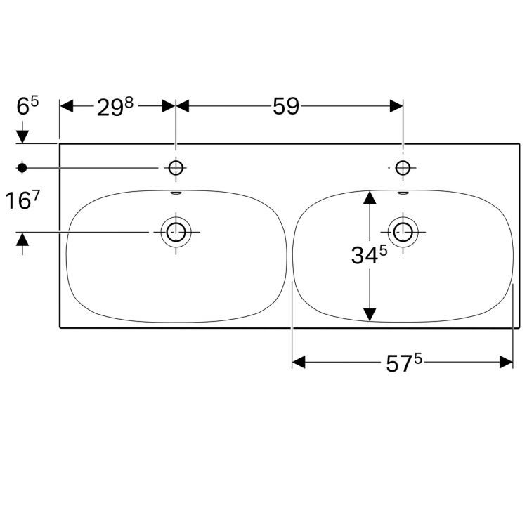 Раковина двойная Geberit Acanto, 500.627.01.2