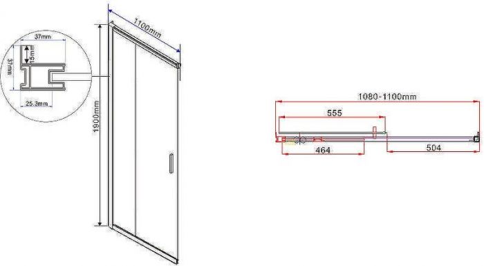 Душевой уголок Vincea Garda 120x110 VSS-1G1112CLB профиль Черный стекло прозрачное