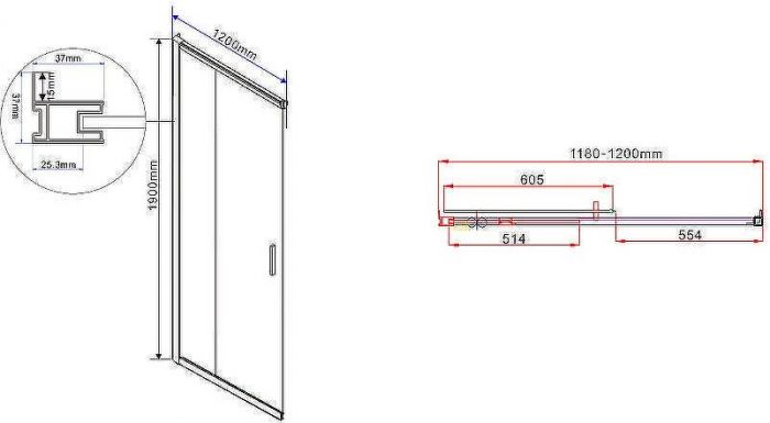 Душевой уголок Vincea Garda 120x110 VSS-1G1112CLB профиль Черный стекло прозрачное