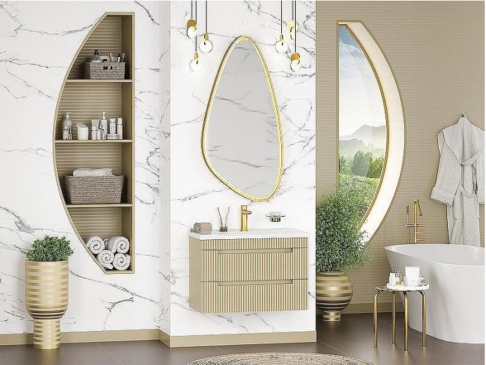 Тумба с раковиной Brevita Ariana 80 УТ000015746 подвесная Капучино