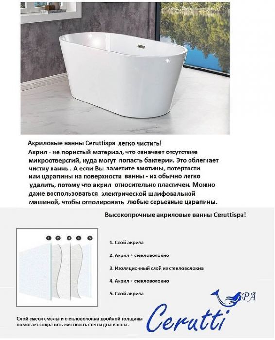 Акриловая ванна Ceruttispa Classic 150G 157x77 CT9667 без гидромассажа