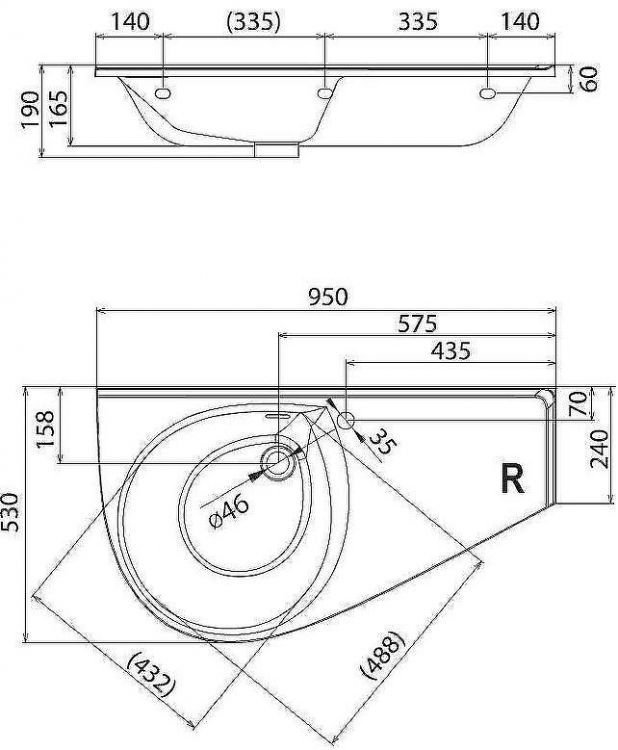 Раковина Ravak Avocado Comfort 95 P XJ9P1100000 Белая