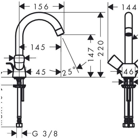 Hansgrohe Logis, Смеситель для раковины, поворотный излив, с донным клапаном, Цвет: хром
