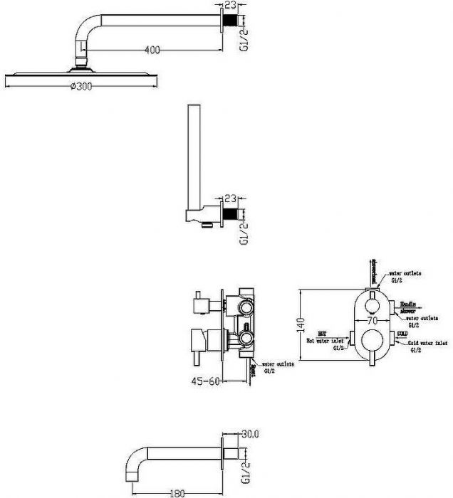 Душевая система Boheme Uno 464-2-GM Оружейная сталь